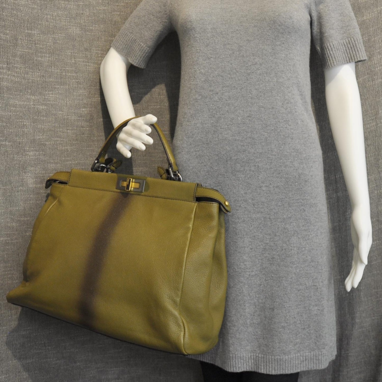 Goatskin Large Peekaboo Iconic Satchel Olive