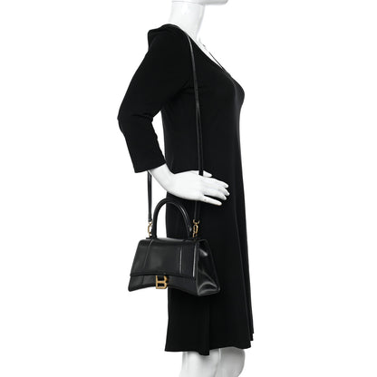 Balenciaga Shiny Box Calfskin Small Hourglass Top Handle Bag Black 2 of 10