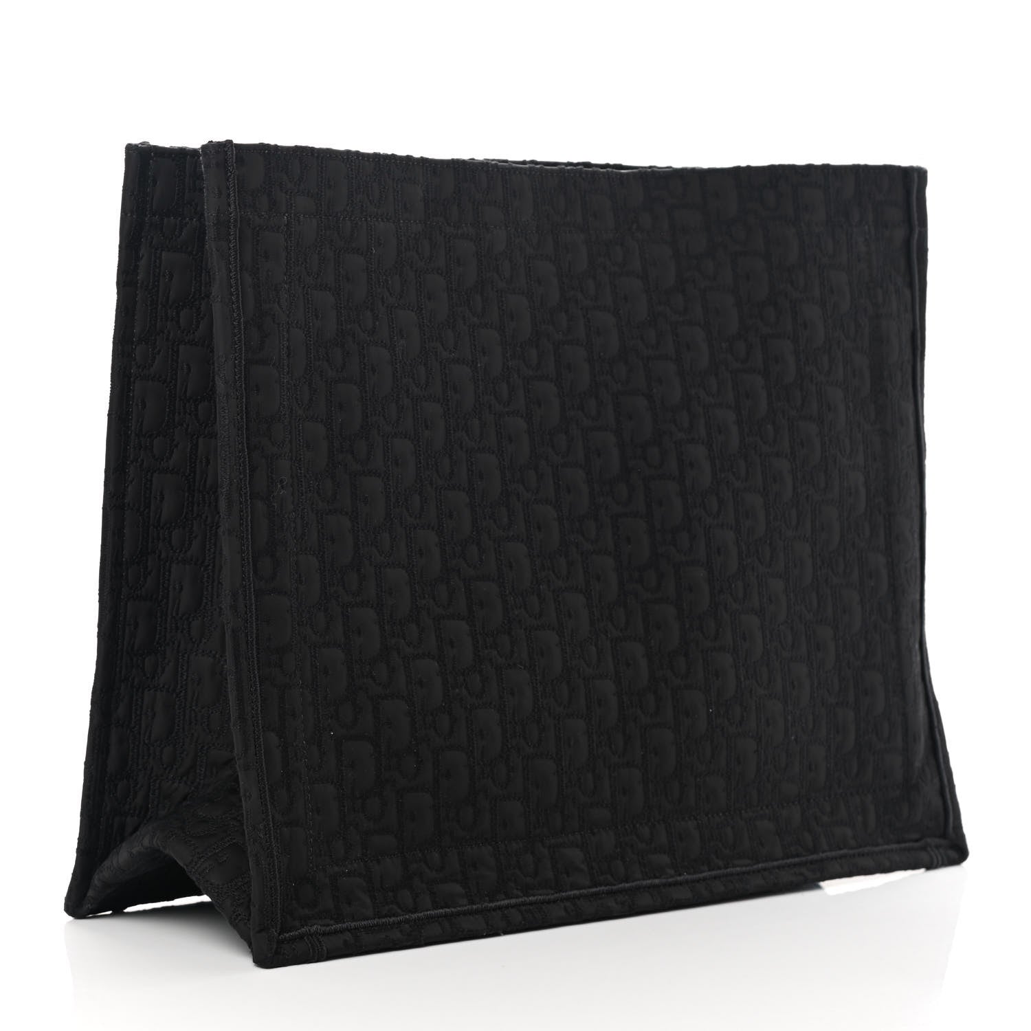 Christian Dior Canvas Satin Embroidered Book Tote Insert Black 3 of 10