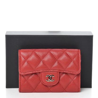 Chanel Caviar Quilted Flap Card Holder Wallet Red 9 of 9