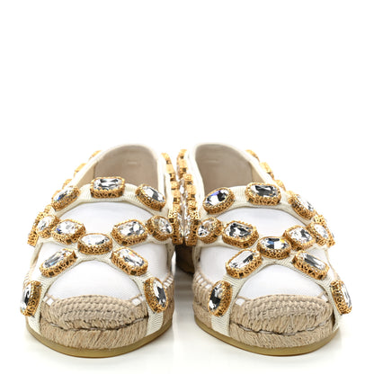 Gucci Canvas Crystal Embellished Espadrilles 37 Great White 2 of 8
