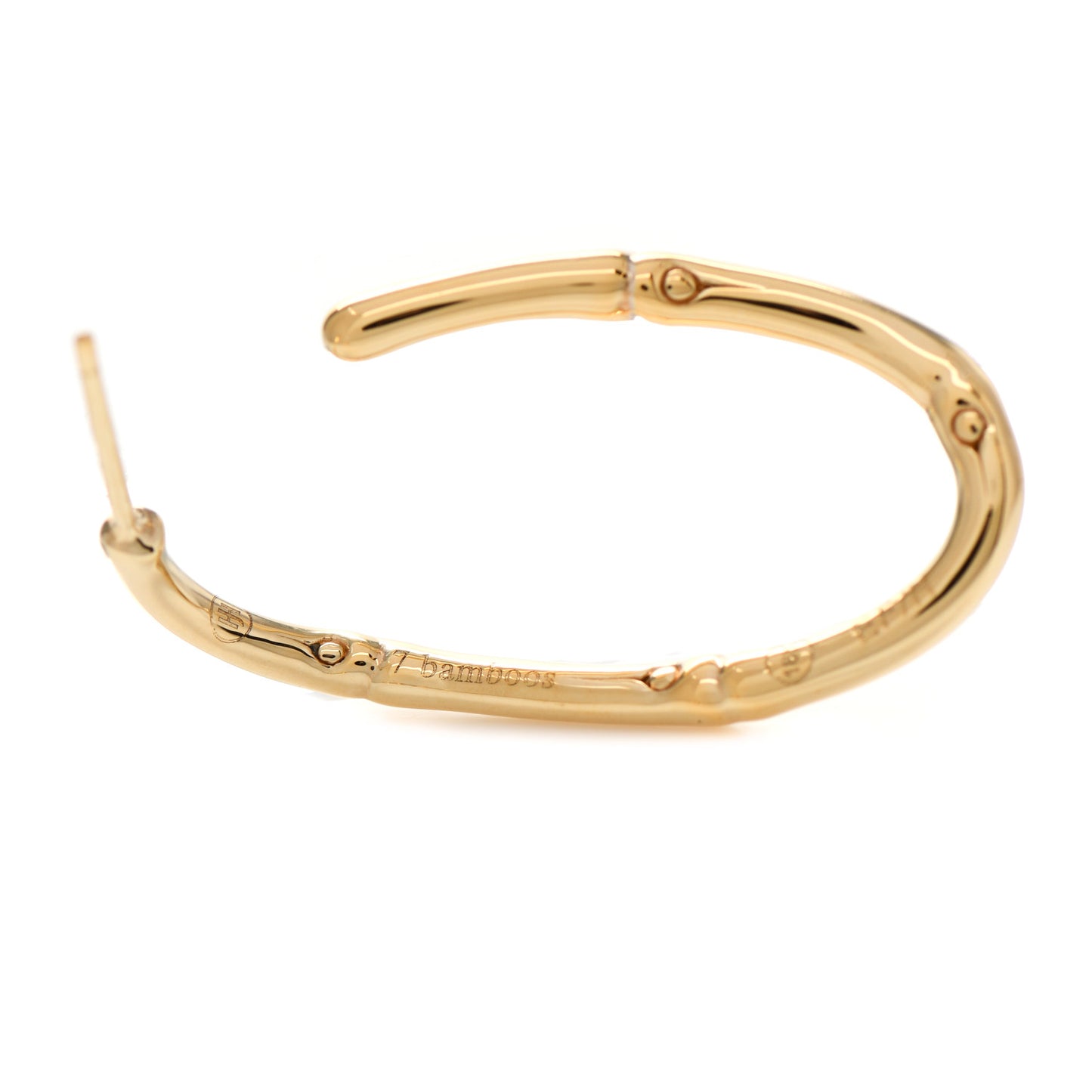 18K Yellow Gold Bamboo Twist Hoop Earrings