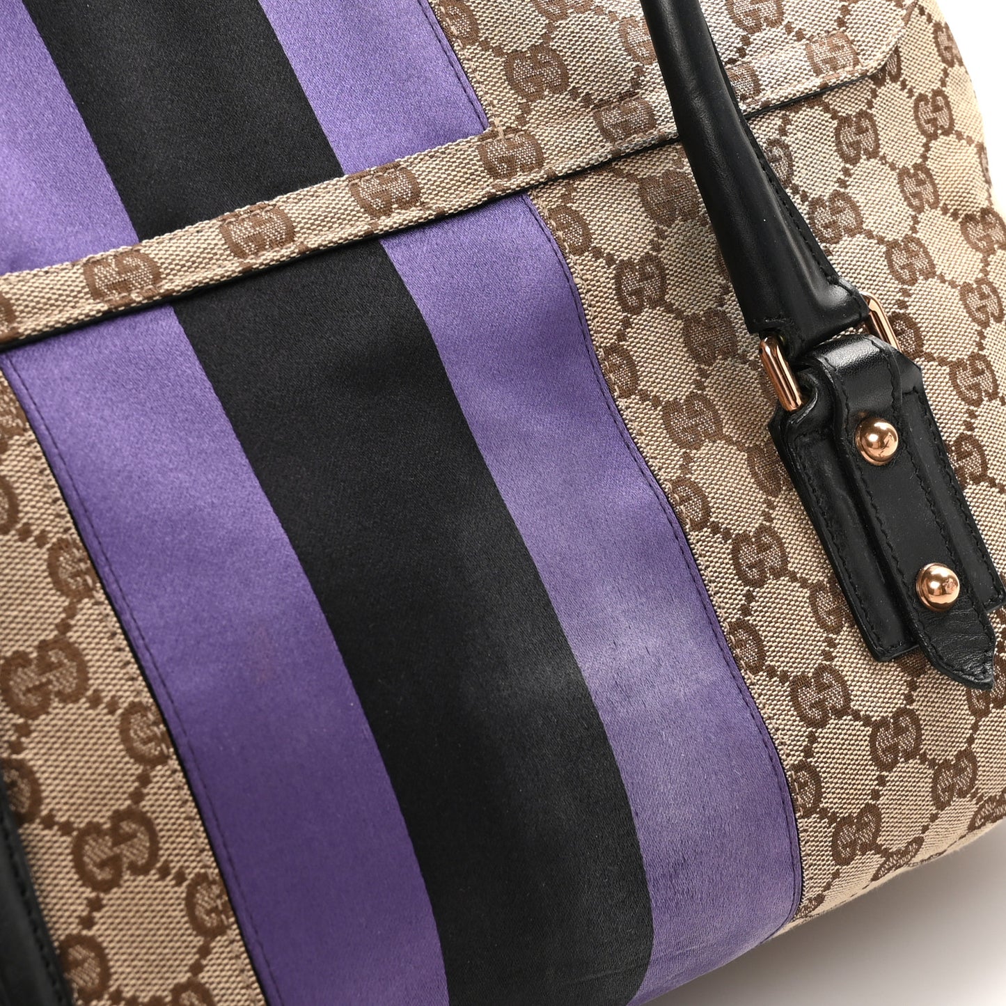 Monogram Horsebit Web Flap Bag Brown Purple