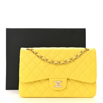 Chanel Caviar Quilted Jumbo Double Flap Yellow 9 of 11