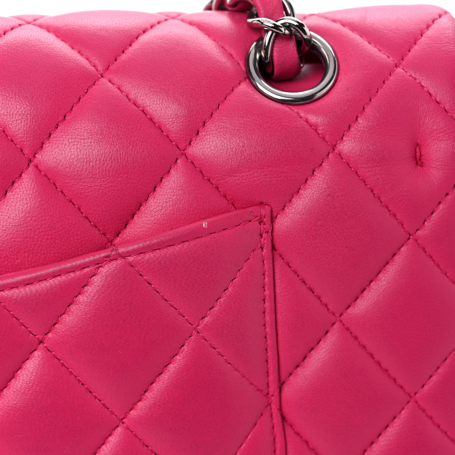 Chanel Lambskin Quilted Medium Double Flap Dark Pink 14 of 15