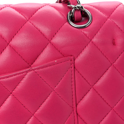 Chanel Lambskin Quilted Medium Double Flap Dark Pink 14 of 15