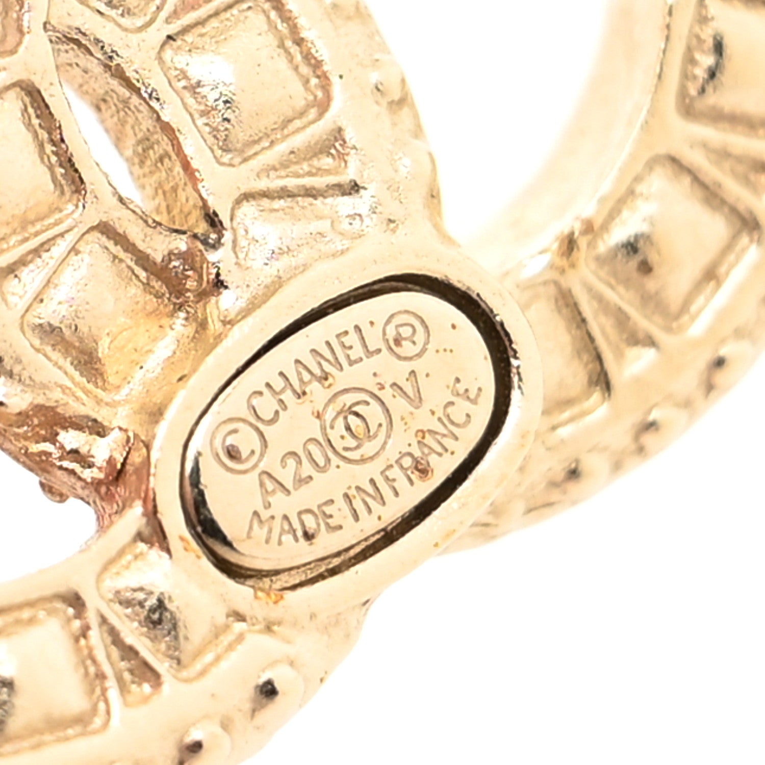 Chanel Crystal Timeless CC Earrings Light Gold 4 of 4