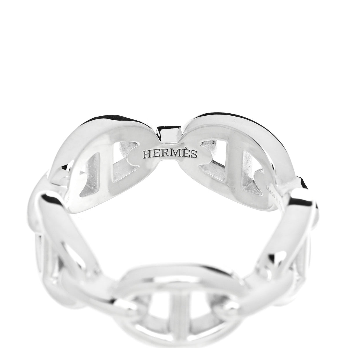Hermes Sterling Silver PM Chaine d'Ancre Enchainee Band Ring 52 6 4 of 9