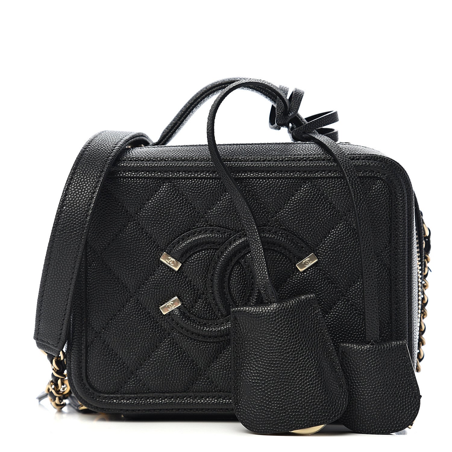 Chanel Caviar Quilted Small CC Filigree Vanity Case Black 1 of 9