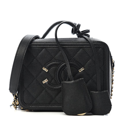 Chanel Caviar Quilted Small CC Filigree Vanity Case Black 1 of 9