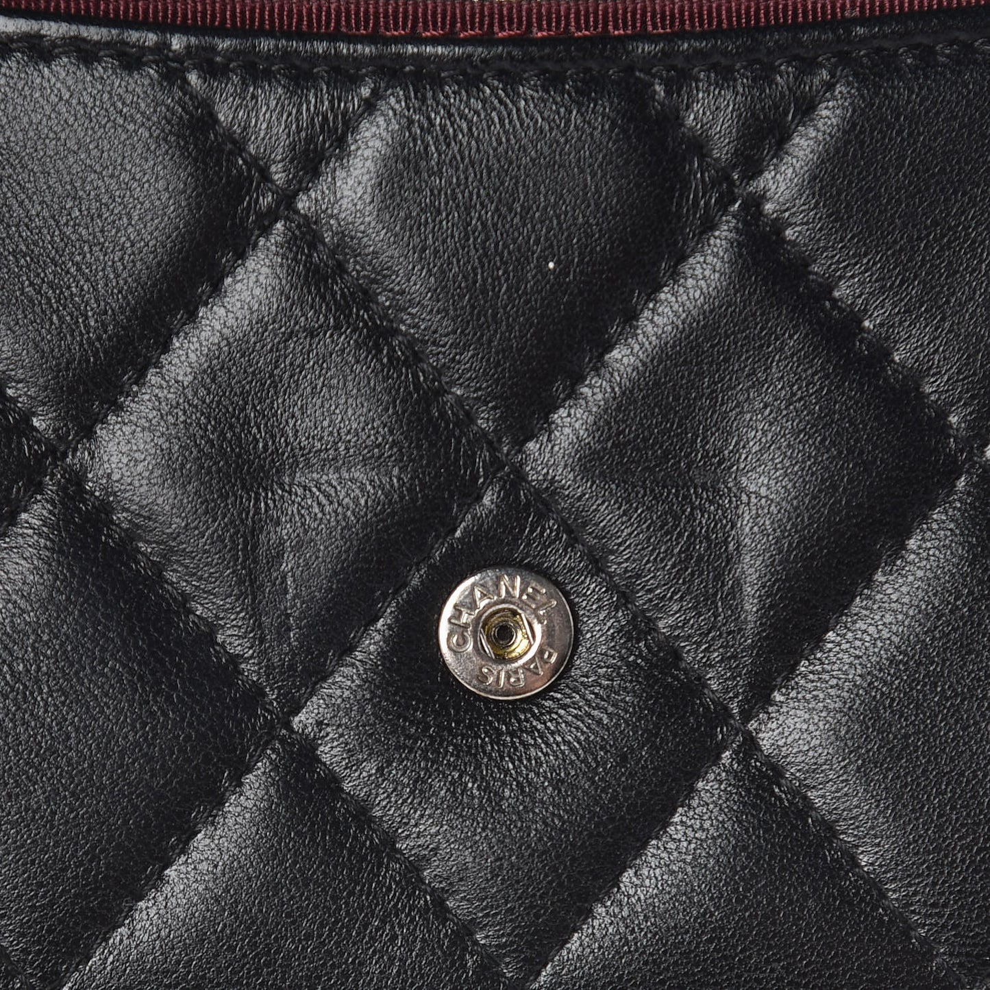 Lambskin Quilted Flap Card Holder Wallet Black