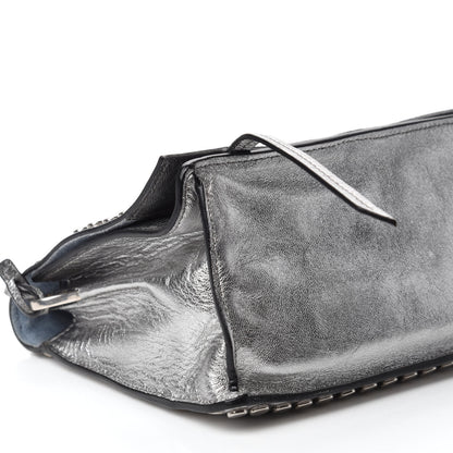 Prada Metallic Glace Calfskin Studded Etiquette Flap Silver 6 of 11