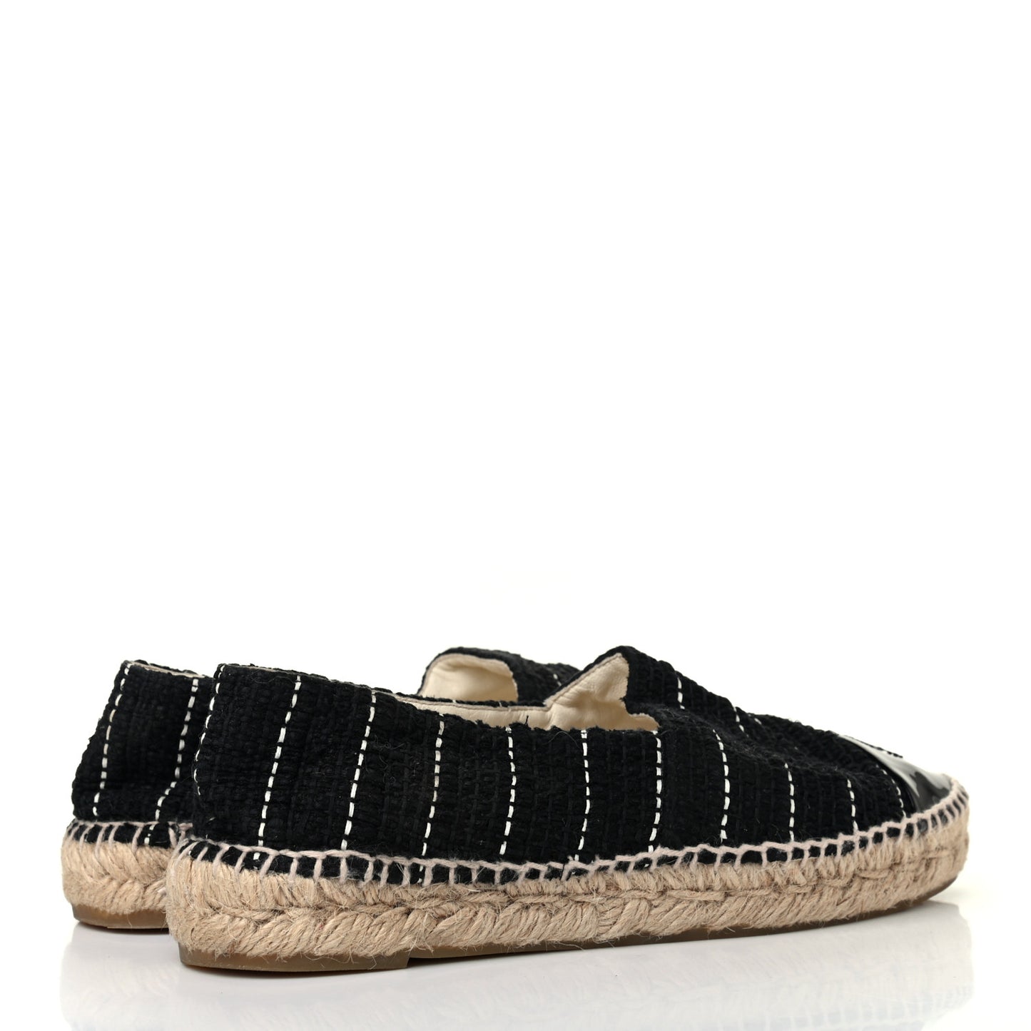 Tweed Patent CC Espadrilles 39 Black White