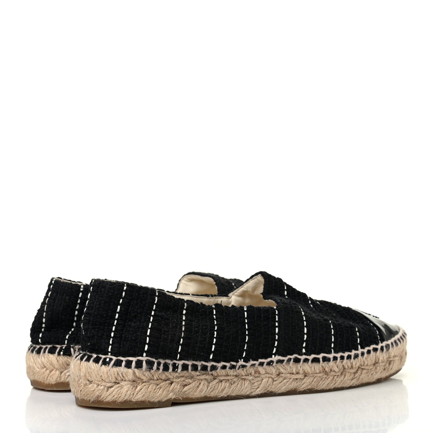 Chanel Tweed Patent CC Espadrilles 39 Black White 3 of 4