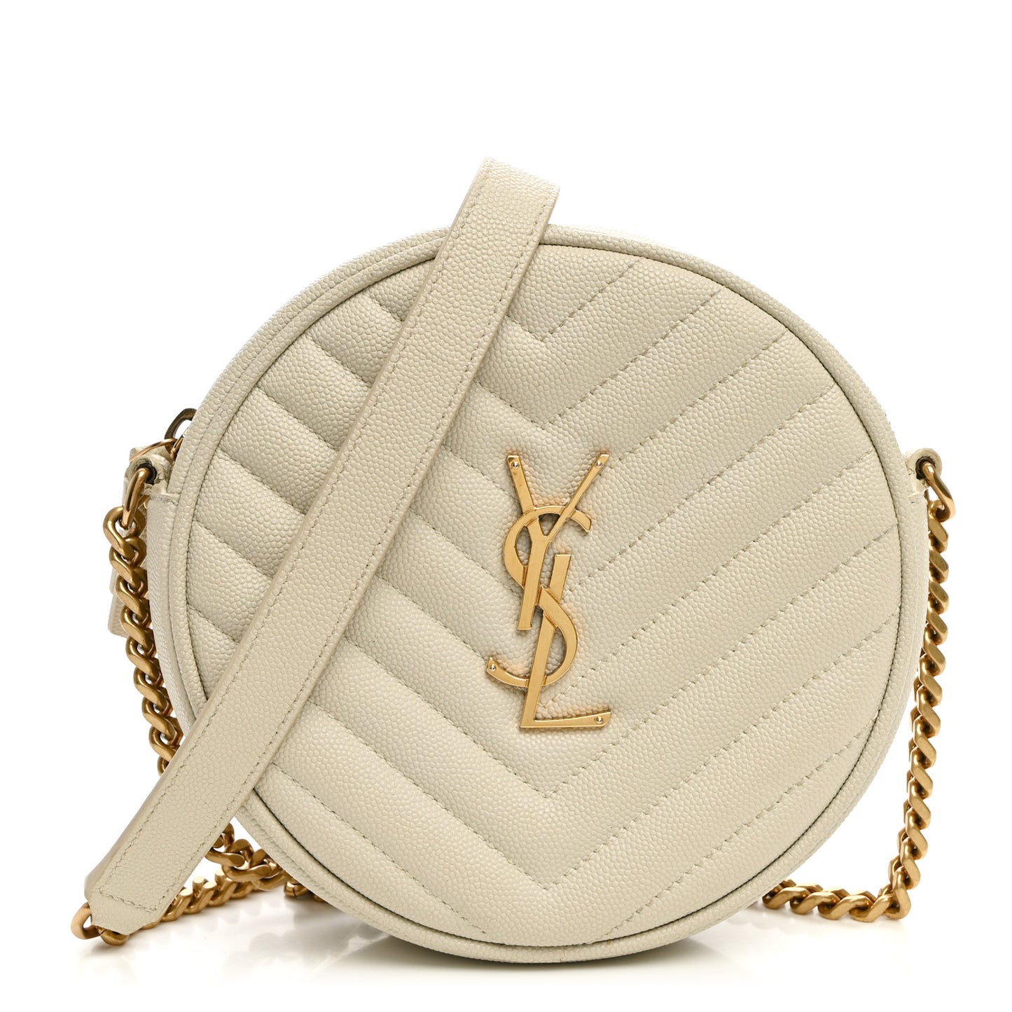 Grain De Poudre Matelasse Chevron Quilted Round Vinyle Camera Bag Crema Soft
