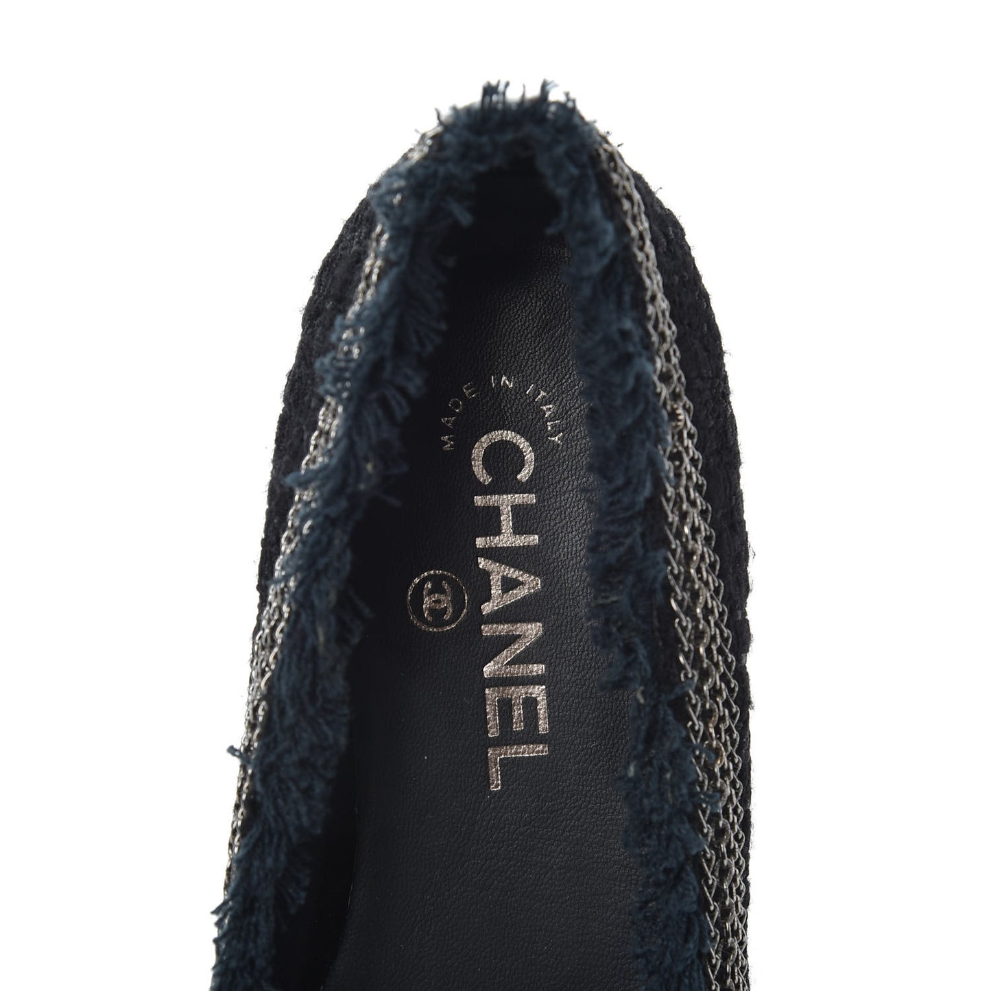 Tweed Patent Cap Toe Ballerina Flats 37.5 Black