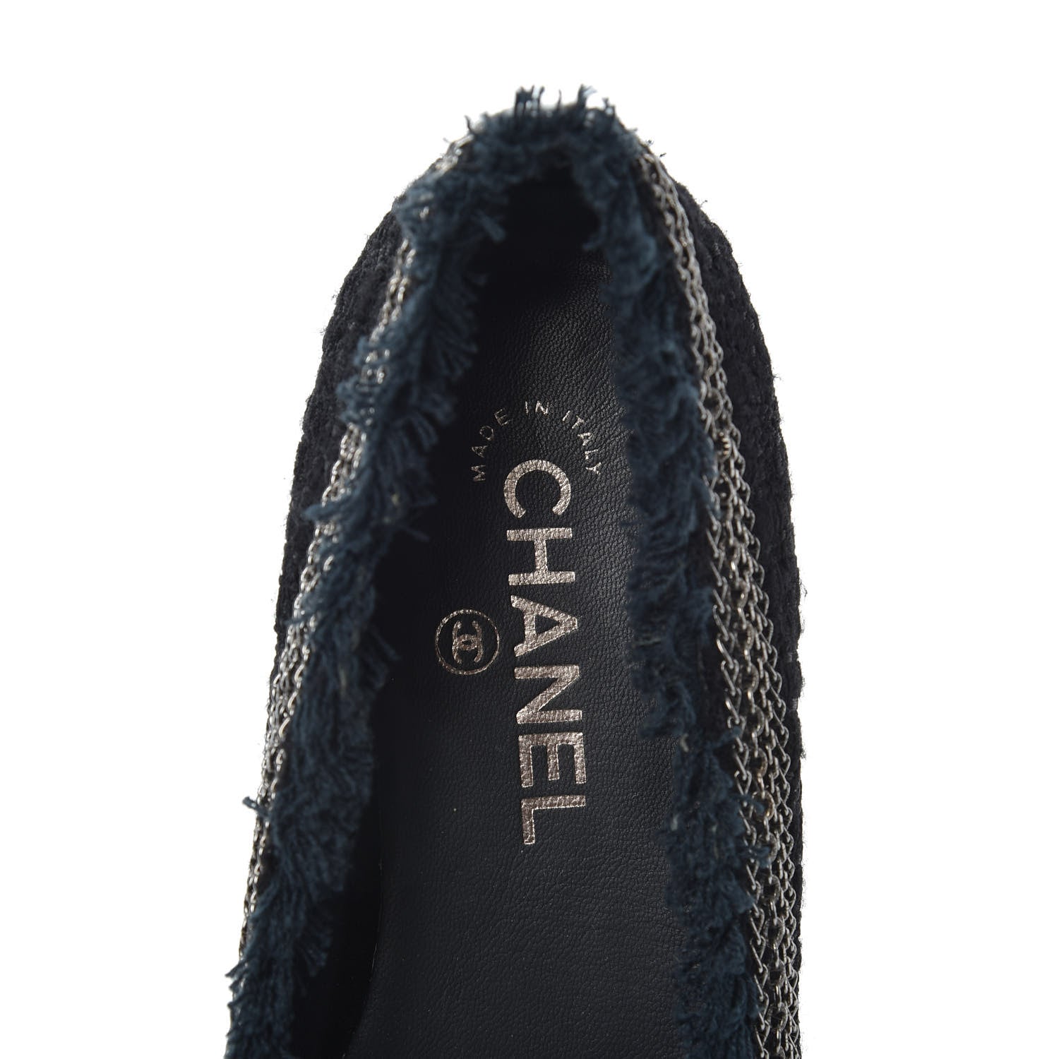 Chanel Tweed Patent Cap Toe Ballerina Flats 37.5 Black 5 of 7