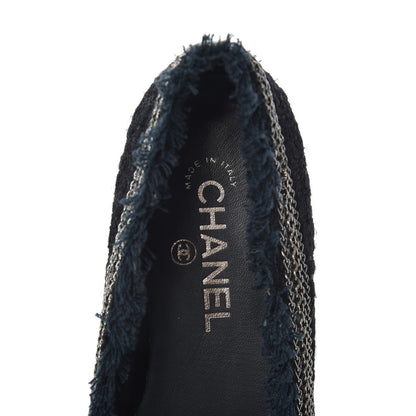 Chanel Tweed Patent Cap Toe Ballerina Flats 37.5 Black 5 of 7
