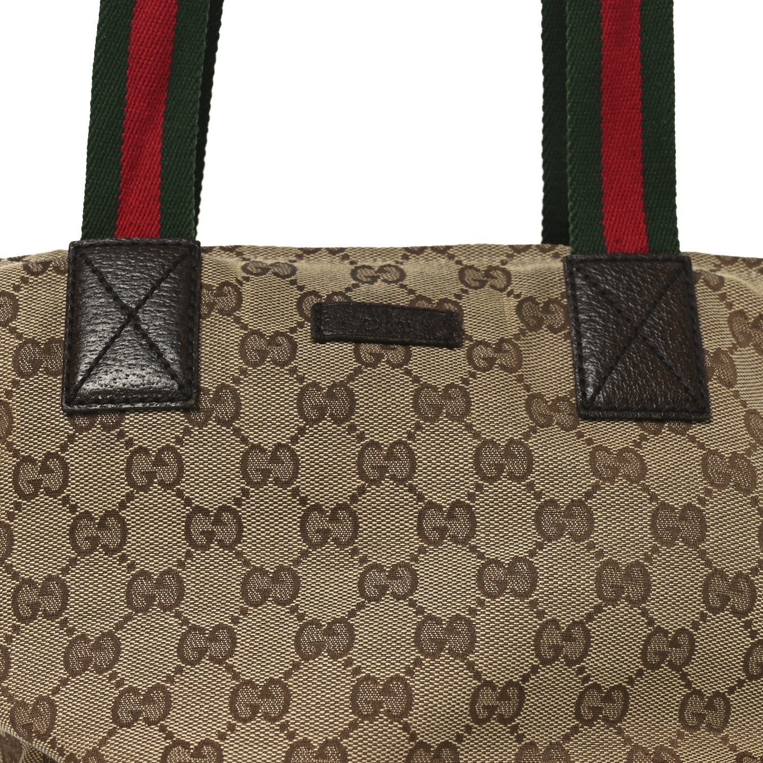 Gucci GG Monogram Small Web Handle Bucket Tote Dark Brown 1859784