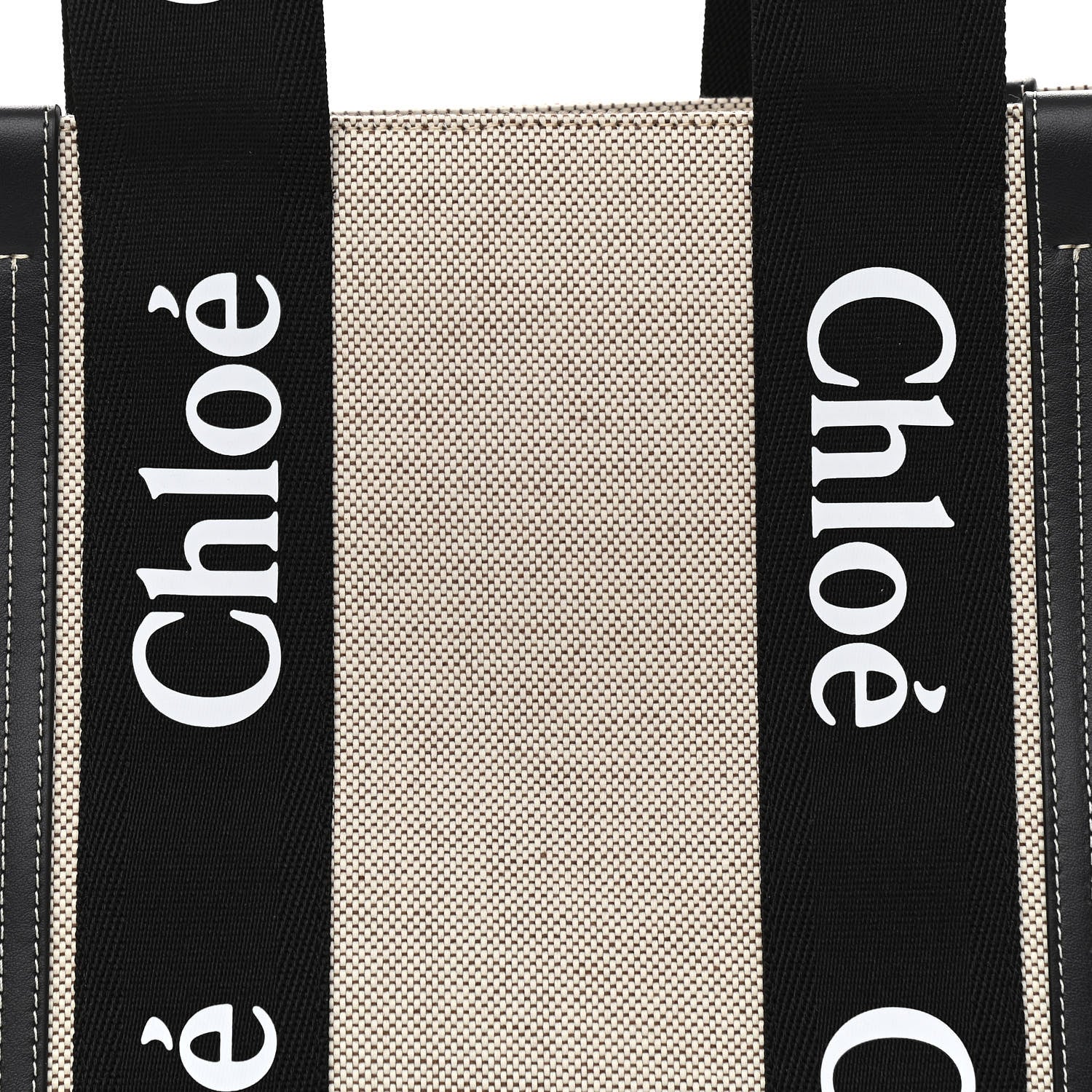 Chloe Cotton Calfskin Medium Woody Ribbon Tote Black Blue 7 of 9