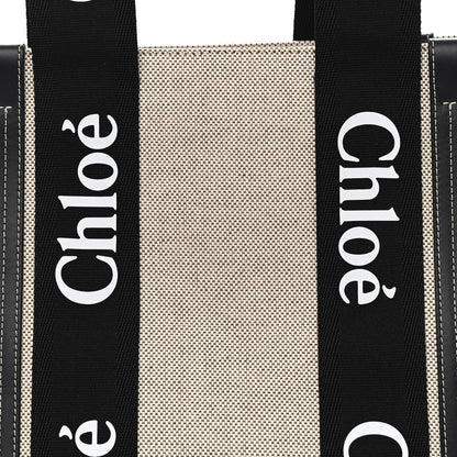 Chloe Cotton Calfskin Medium Woody Ribbon Tote Black Blue 7 of 9