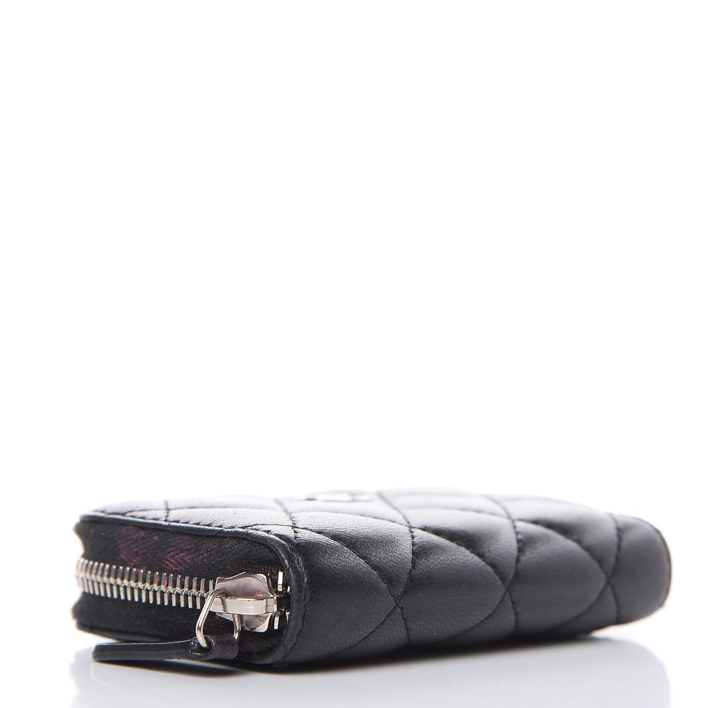 Lambskin Quilted Zip Coin Purse Black