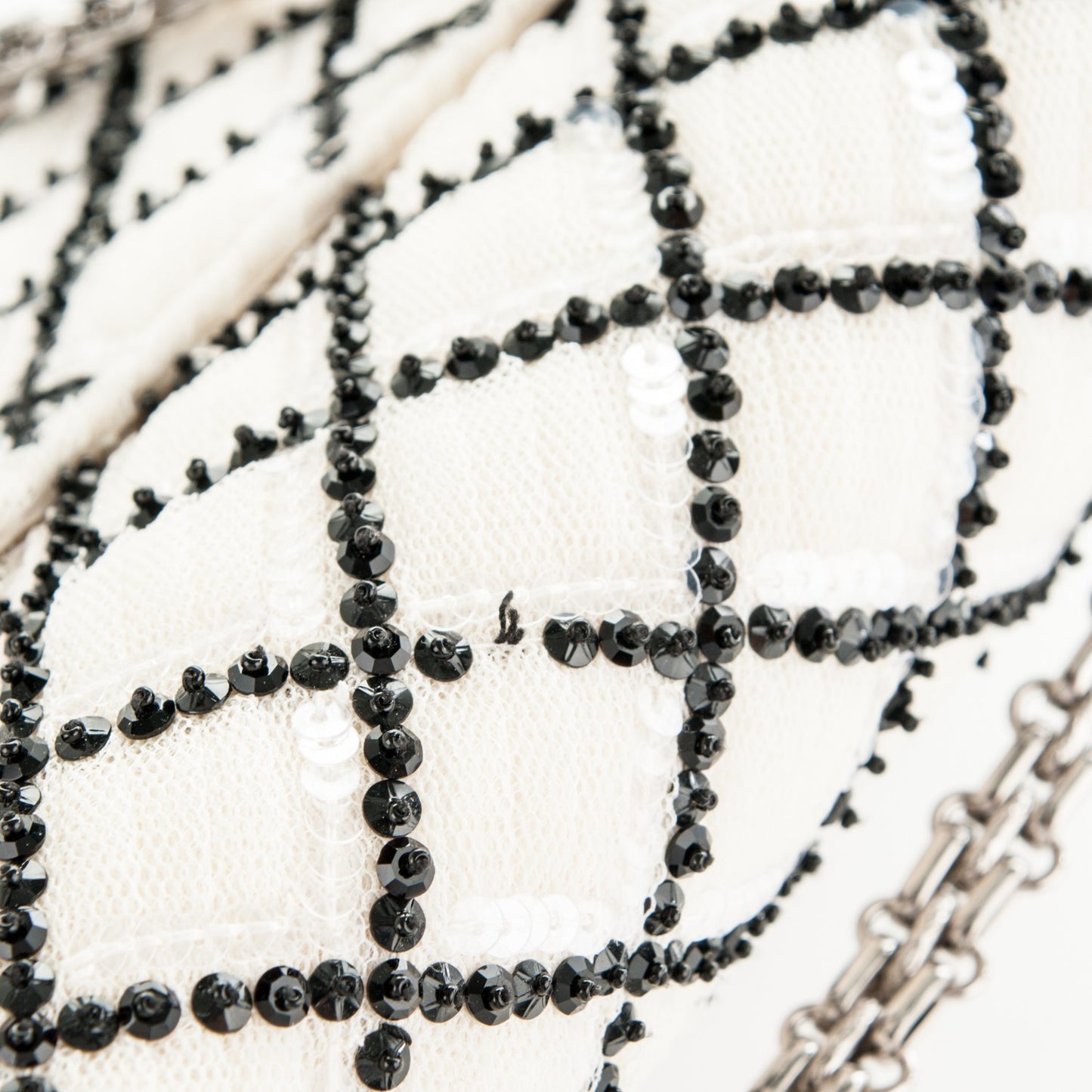 Sequin Mesh Quilted 225 Reissue Flap White Black