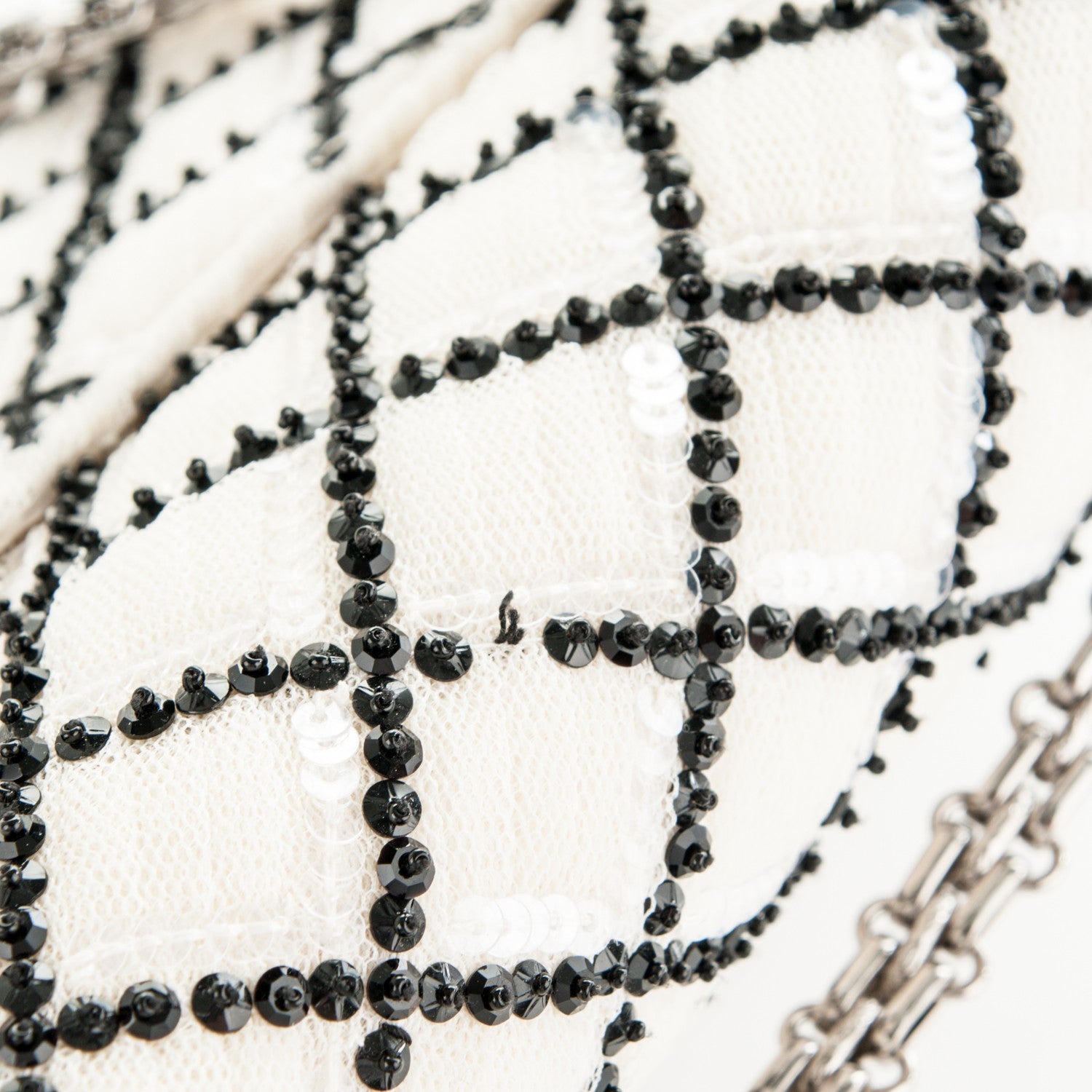 Chanel Sequin Mesh Quilted 225 Reissue Flap White Black 9 of 10