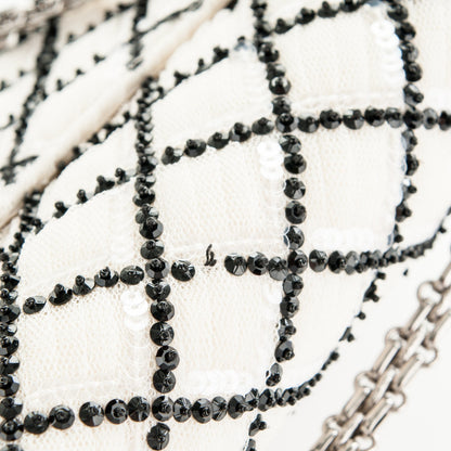 Chanel Sequin Mesh Quilted 225 Reissue Flap White Black 9 of 10