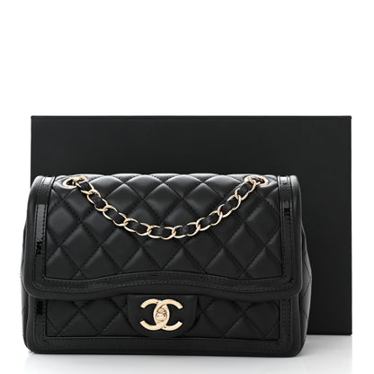 Chanel Lambskin Quilted Patent Calfskin Flap Black 11 of 11