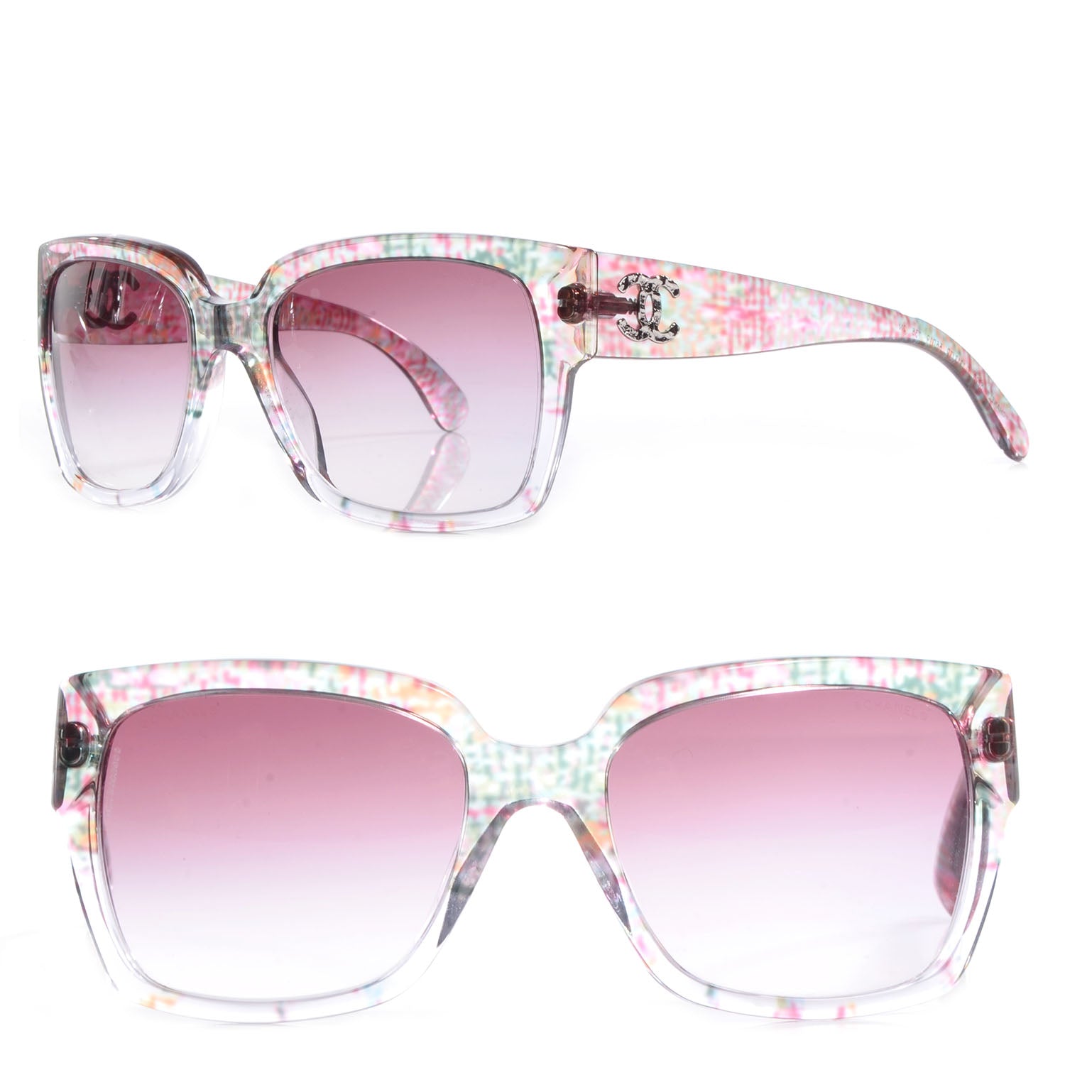 Chanel Acetate Multicolor Tweed CC Sunglasses 5220 Pink 1 of 6