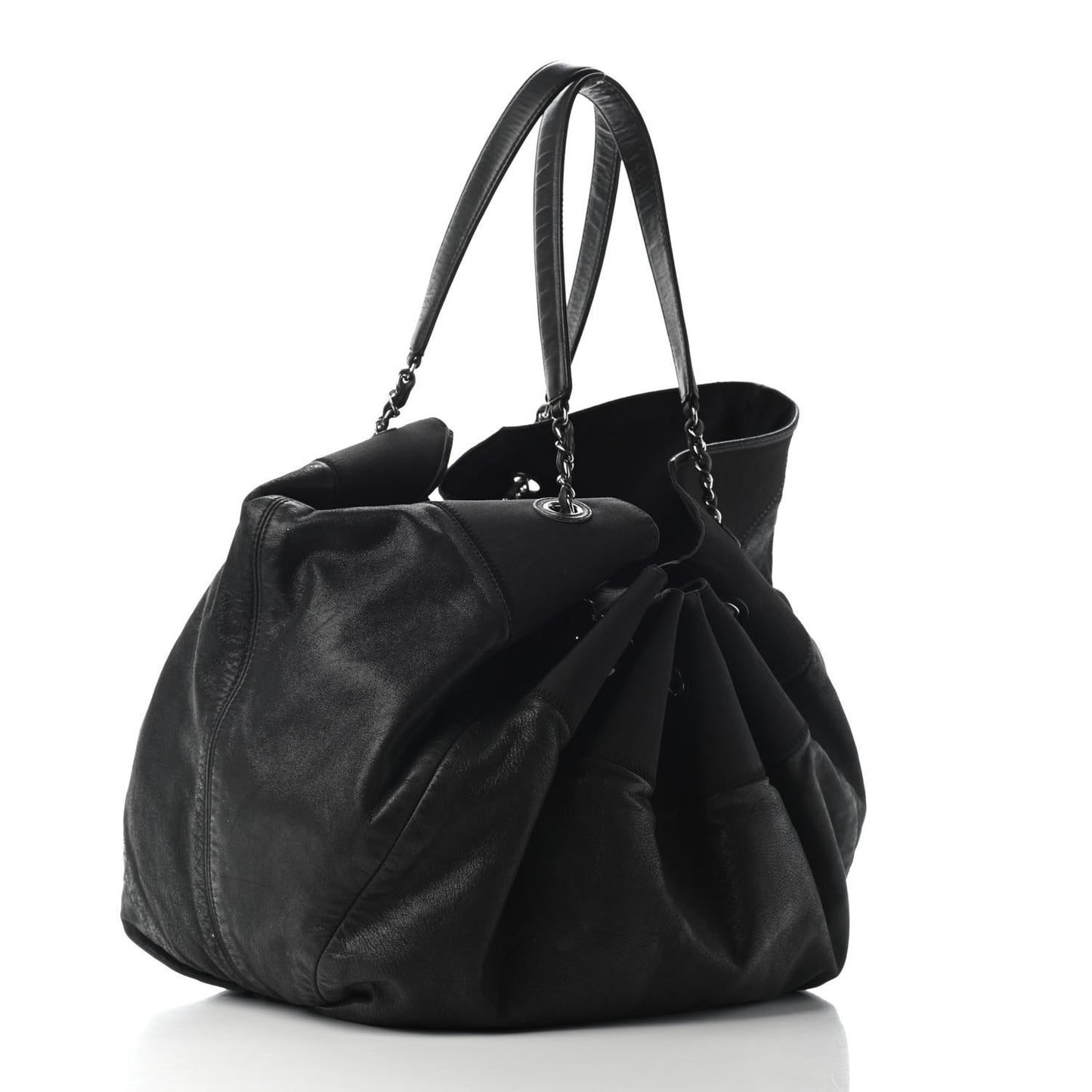 Iridescent Calfskin Large Stretch Spirit Cabas Black