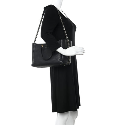 Chanel Bullskin Stitched Small Shopping Tote Black 2 of 10