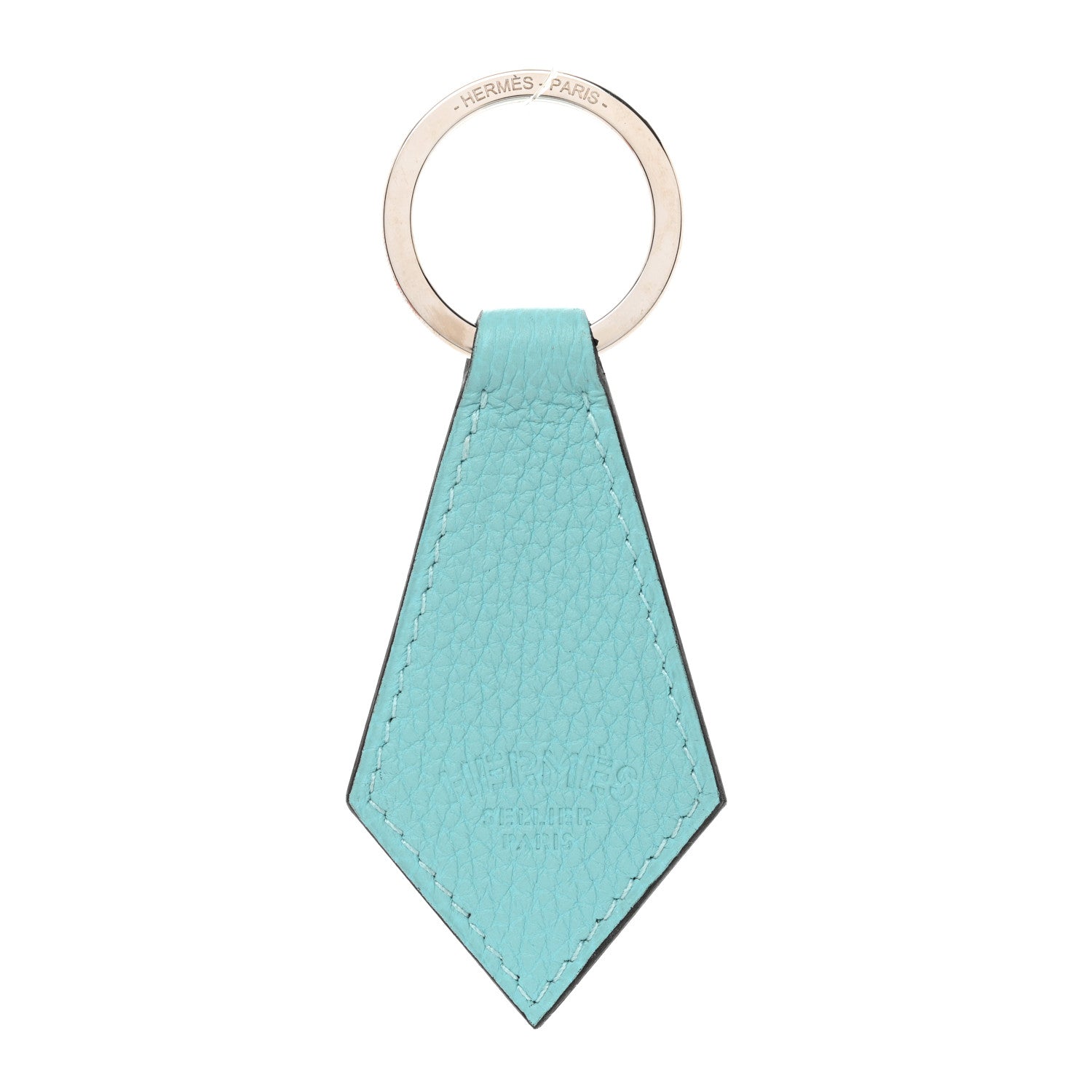 Hermes Togo Tab Key Ring Bleu Atoll 1 of 6