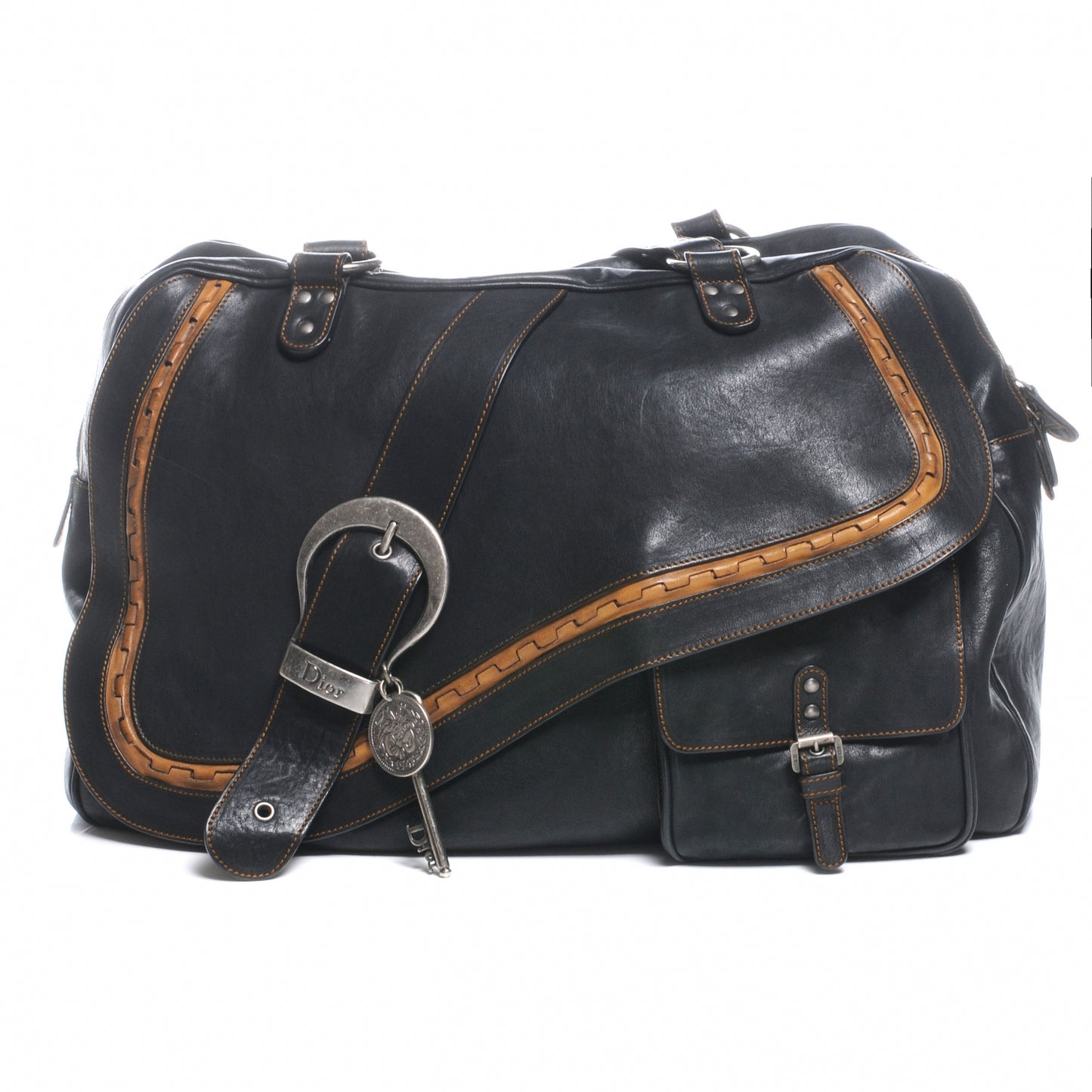 Leather XL Gaucho Zipped Tote Black