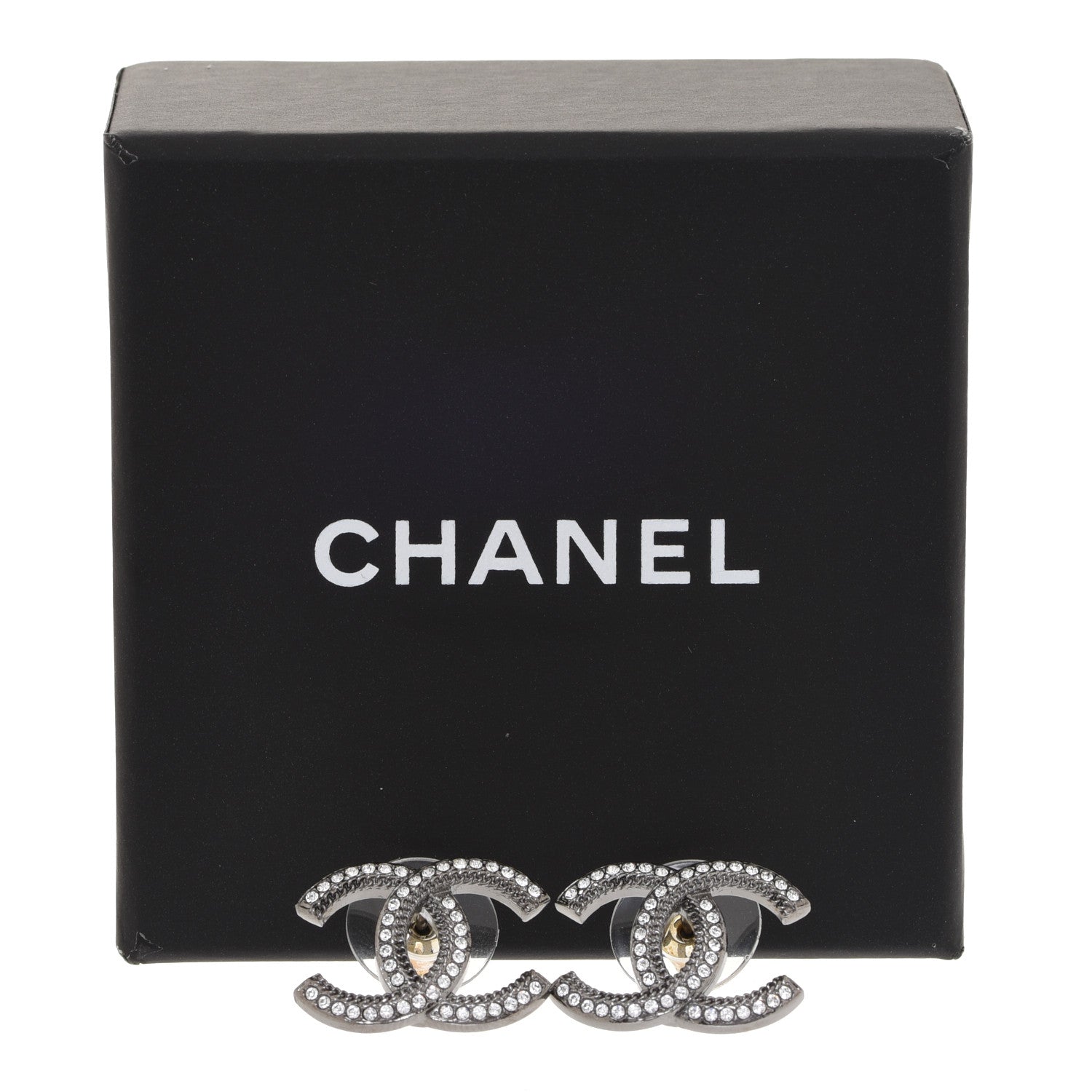 Chanel Ruthenium Crystal CC Earrings 5 of 5