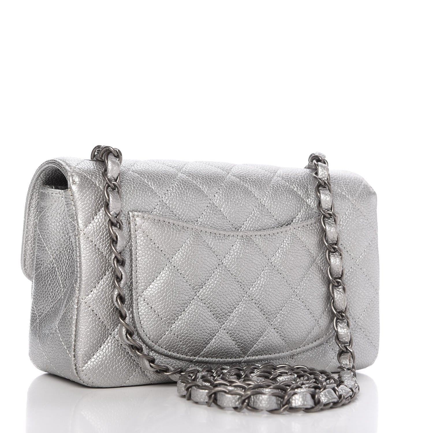 Chanel Metallic Caviar Quilted Mini Rectangular Flap Silver 3 of 10