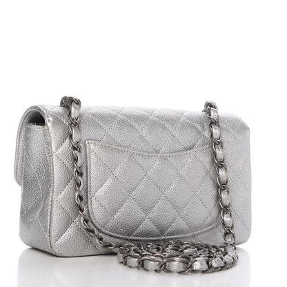 Chanel Metallic Caviar Quilted Mini Rectangular Flap Silver 3 of 10