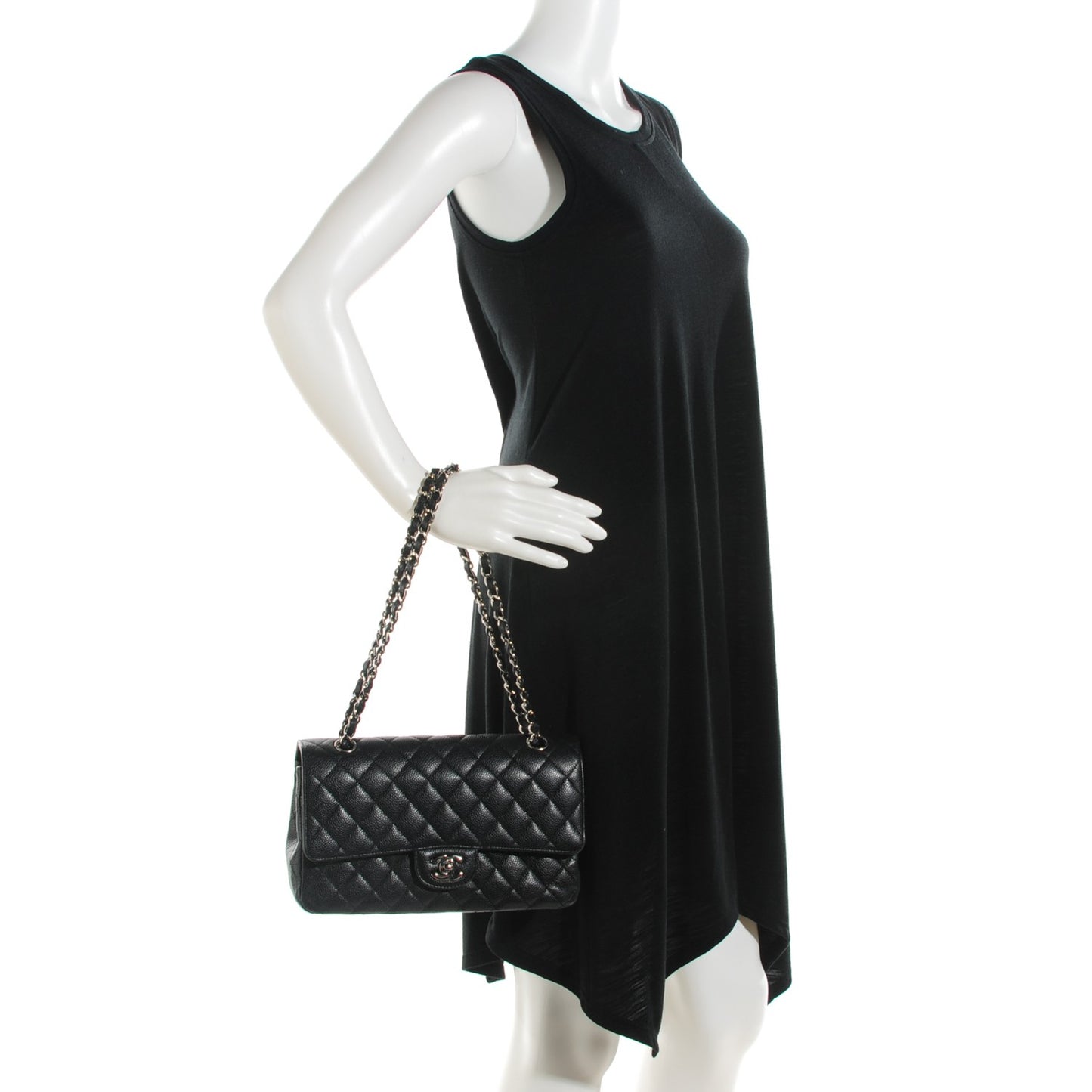 Caviar Quilted Medium Double Flap Black
