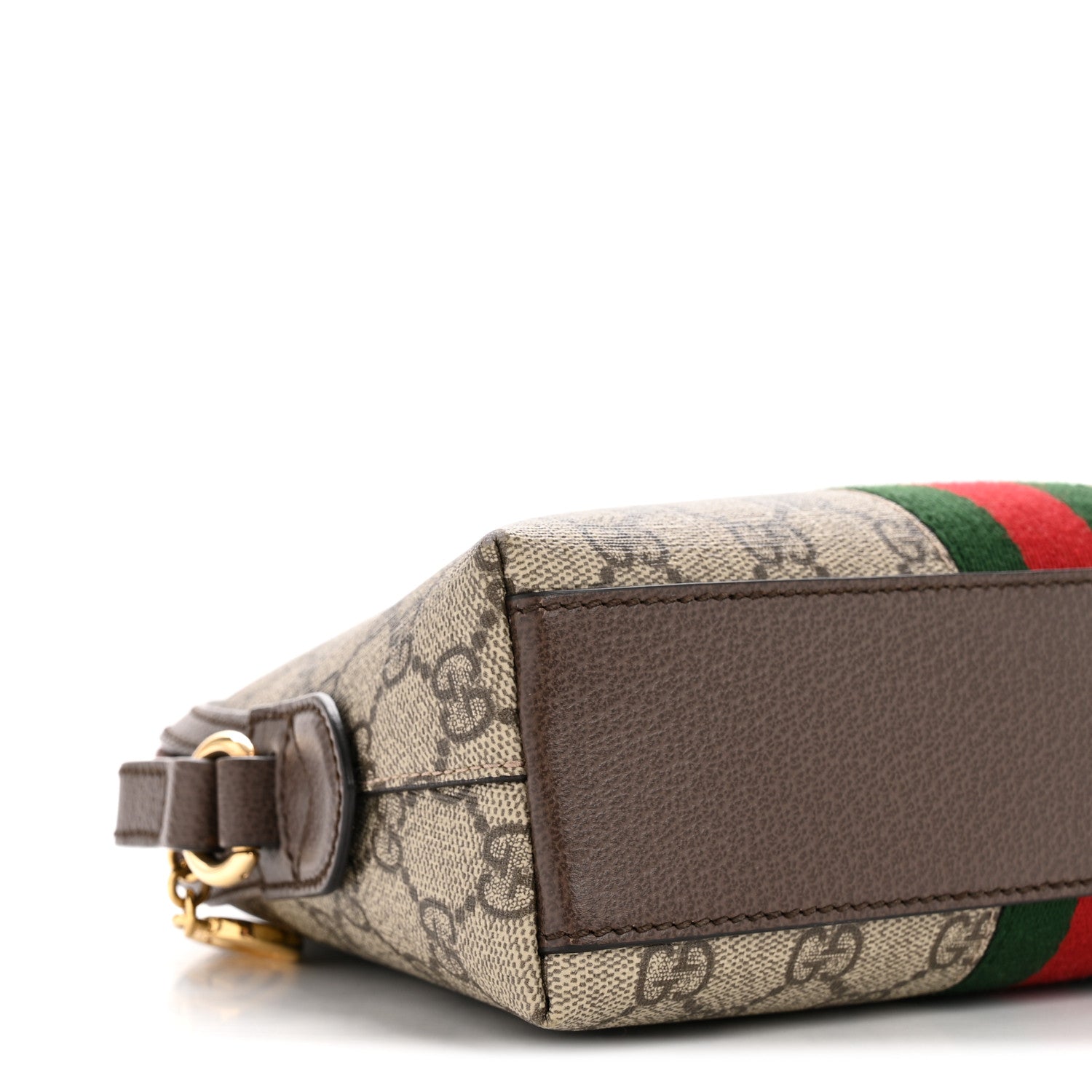 Gucci GG Supreme Monogram Textured Dollar Calfskin Web Small Ophidia Dome Shoulder Bag Beige Ebony New Acero 9 of 13