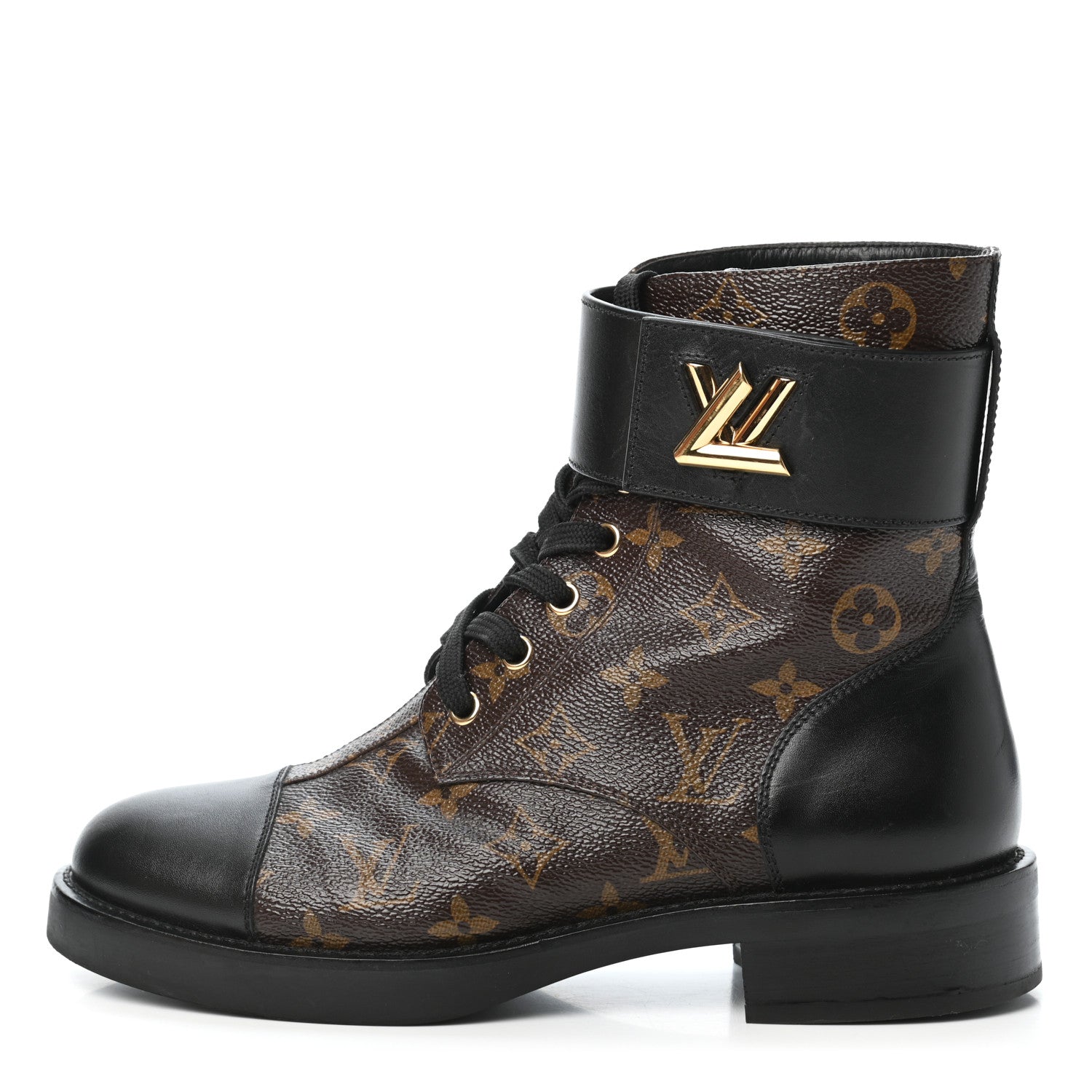Louis Vuitton Calfskin Monogram Wonderland Flat Ranger Boots 39 Black 1 of 9
