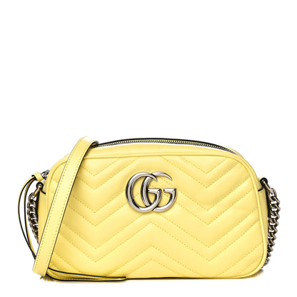 Gucci Calfskin Matelasse Small GG Marmont Chain Shoulder Bag Banana 1 of 13