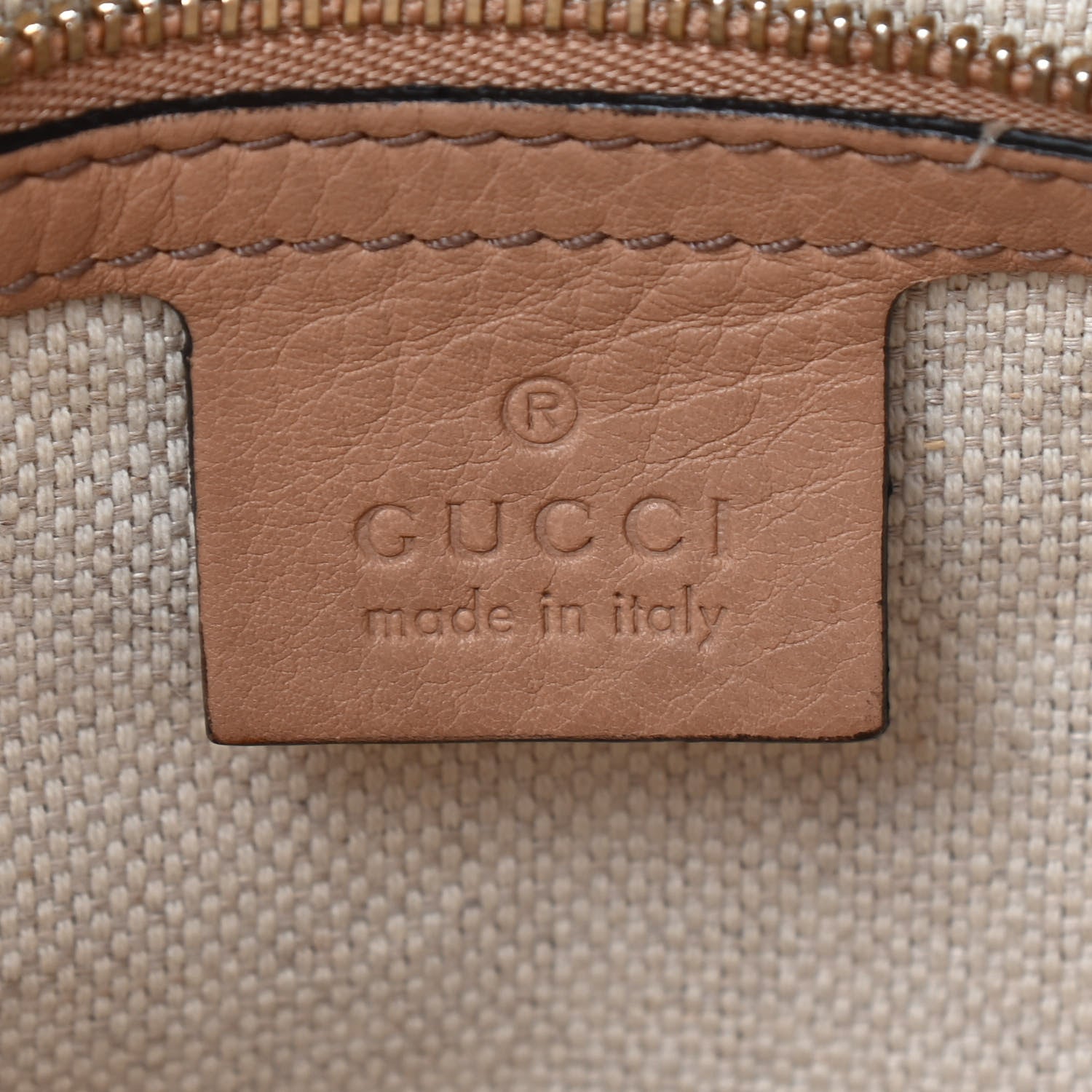 Gucci Pebbled Calfskin Small Soho Top Handle Bag Camelia 6 of 15