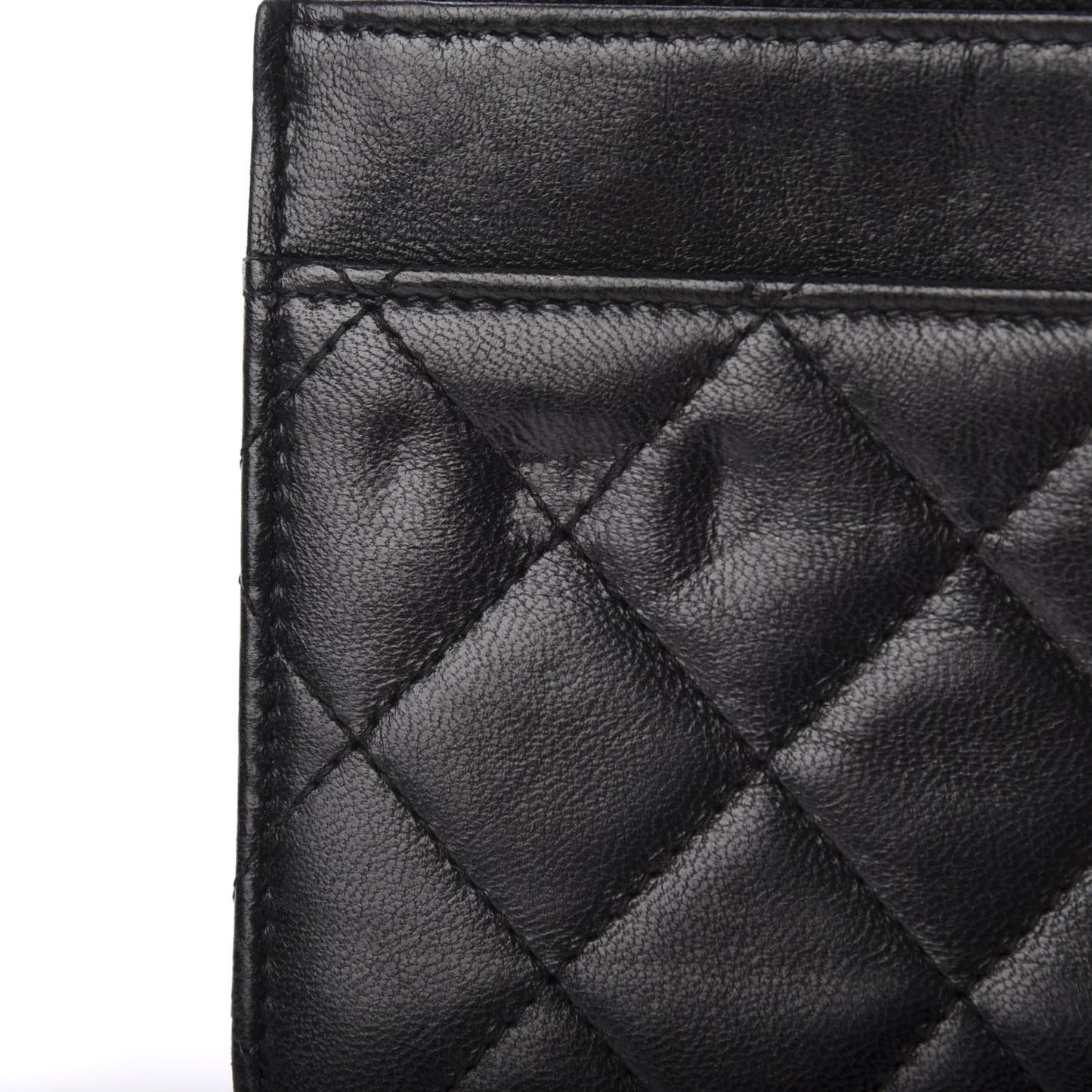 Lambskin Quilted Wallet On Chain WOC Black