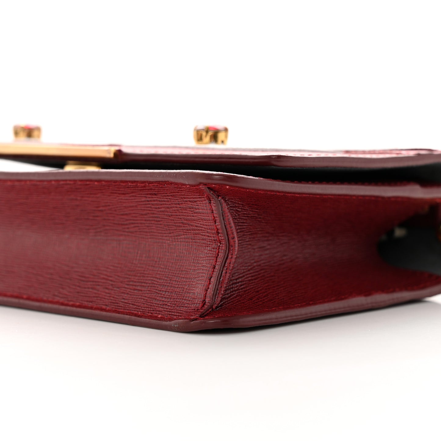 Vitello Elite Crystal Fendi Loves Monster Eyes Tube Wallet on Chain Rosso Scuro Multicolor