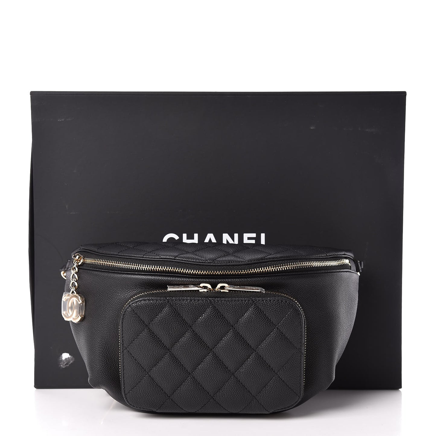 Caviar Quilted Business Affinity Waist Belt Bag Black