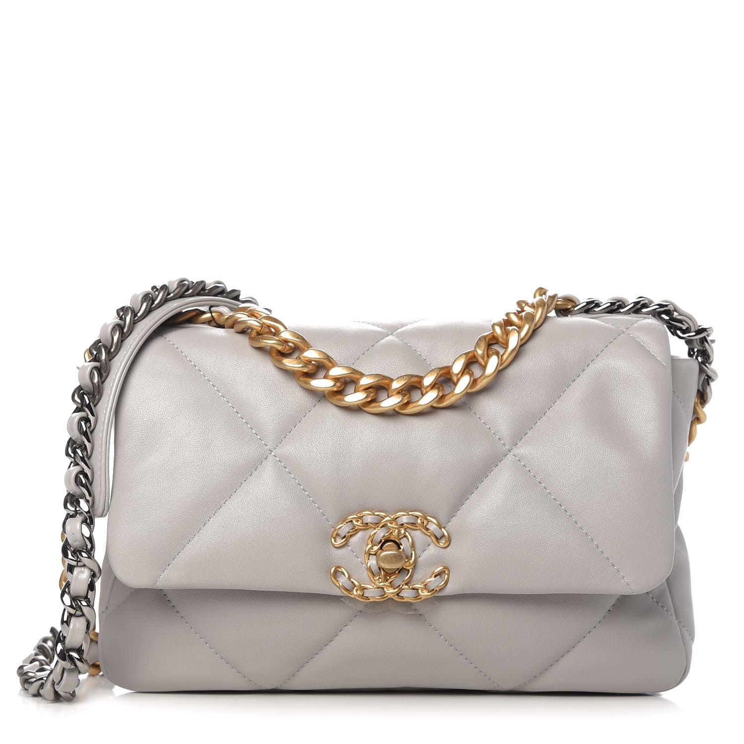 Chanel Lambskin Quilted Medium Chanel 19 Flap Grey 1 of 11