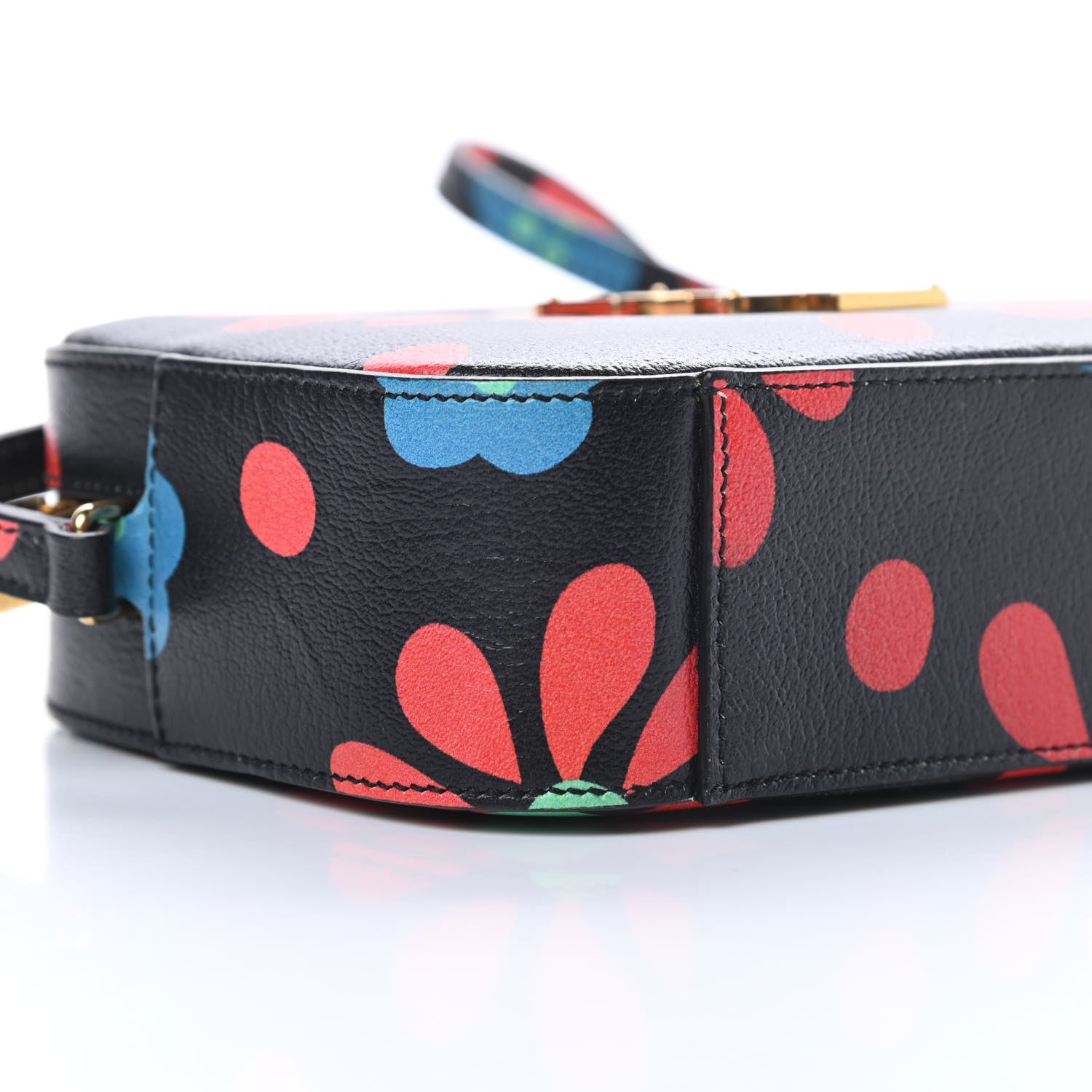 Saint Laurent Calfskin Floral Print Small Classic Monogram Camera Bag Black 9 of 11