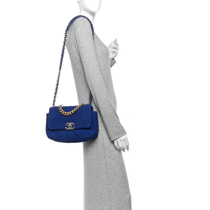 Chanel Tweed Quilted Large Chanel 19 Flap Blue 2 of 13