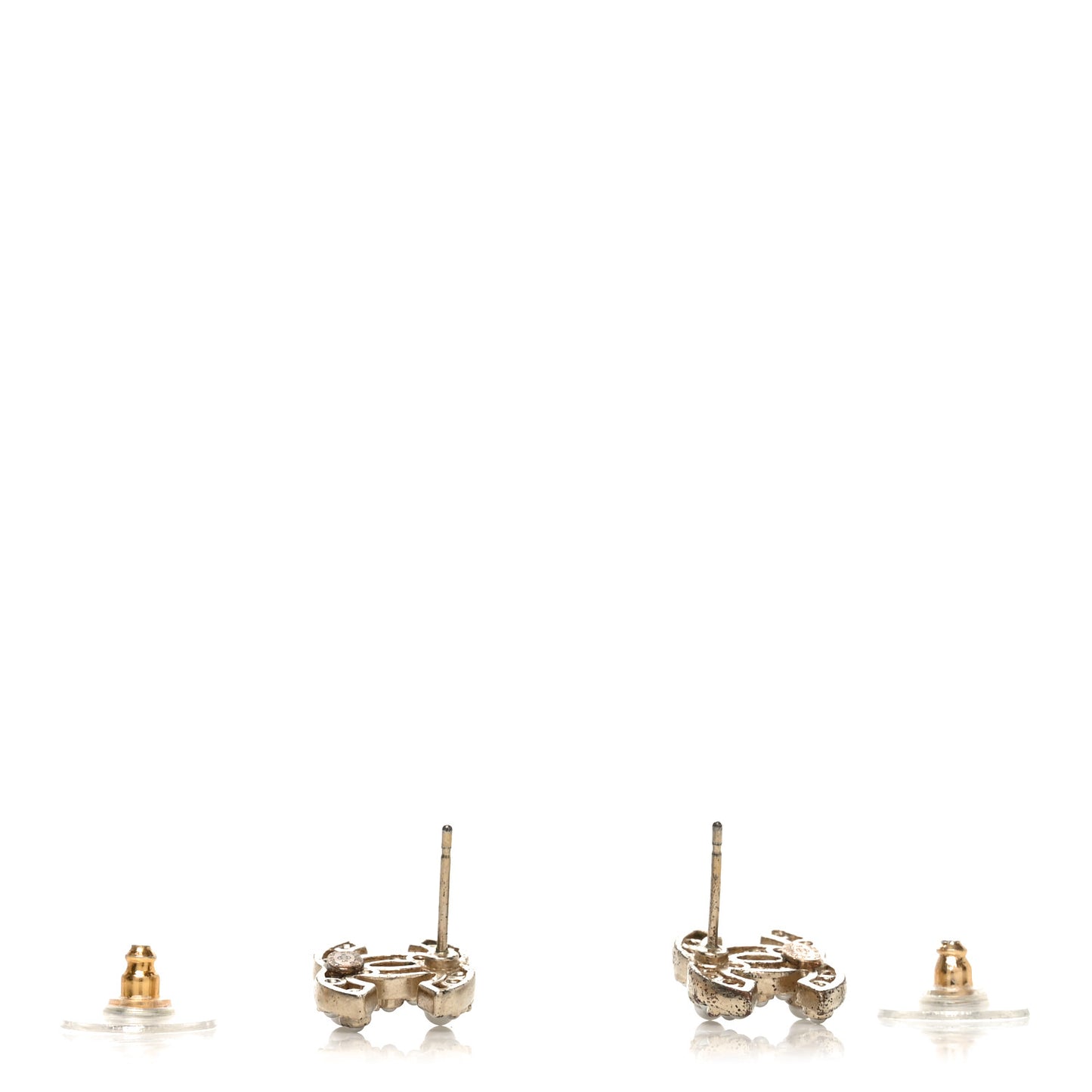 Metal Graduated Pearl Crystal CC Earrings Light Gold
